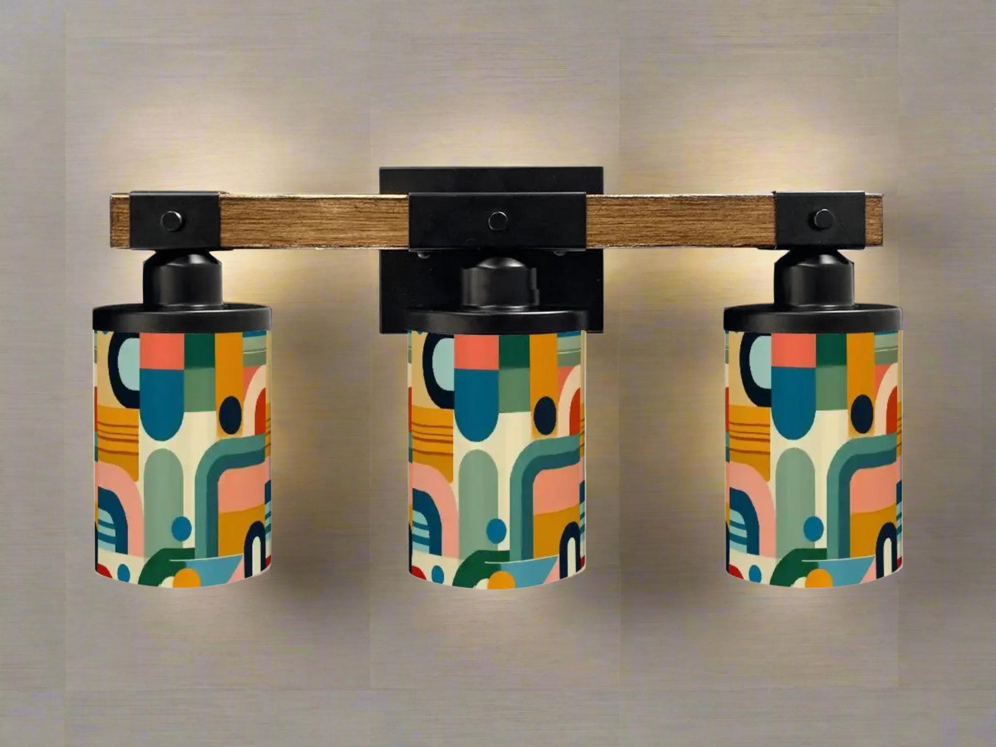 Luxury Bathroom Lighting MCM Vanity Light Fixture 3-Light Decorative Metal and Glass Restroom Light Midcentury Modern Orange Over Sink Decor