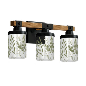 Olive Botanical Sprigs Three-Light Vanity Fixture