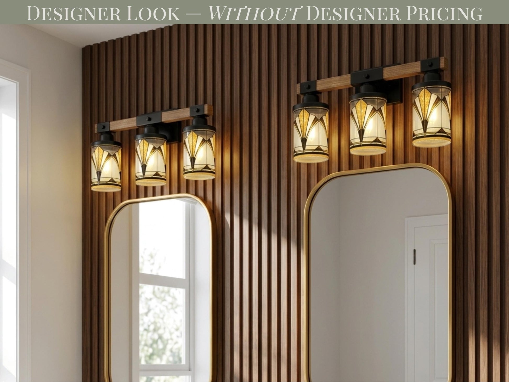 Art Deco Vanity Light Fixture Metal Glass Bathroom Lighting Vintage Wall 3-Light Above Sink Black Vanity Light Luxe Decor 3 Light Bath Decor