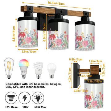 Summer Meadow Three-Light Vanity Fixture