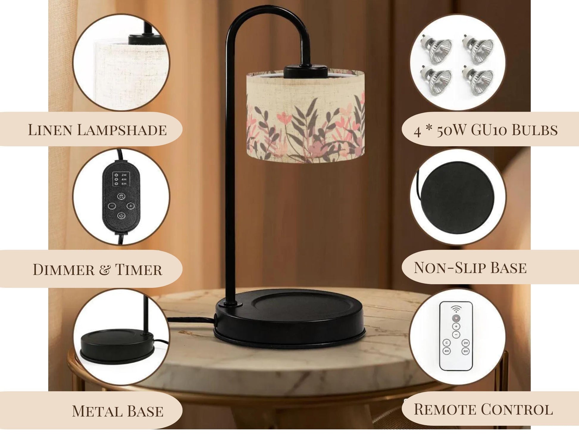 Wildflowers Candle Warmer Lamp For Nightstand Candle Scented Soy Wax Warmer Candle Lamp Housewarming Gift For Her Candle Gifting Idea Mom