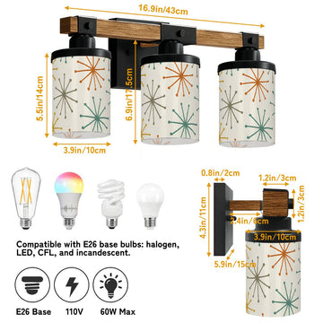 Retro Starburst Three-Light Vanity Fixture