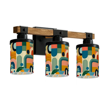 Colorful Retro Abstract Three-Light Vanity Fixture