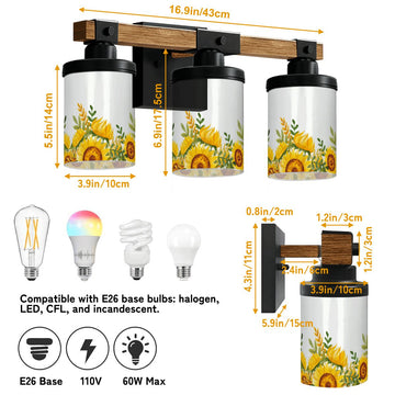 Sunflower Bouquet Three-Light Vanity Fixture