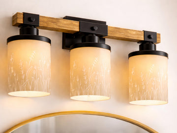 Vanity Light Fixture 3-Light Wildflower Floral Farmhouse Luxury Bathroom Lighting Flowers Metal and Glass Restroom Light Over Sink Decor