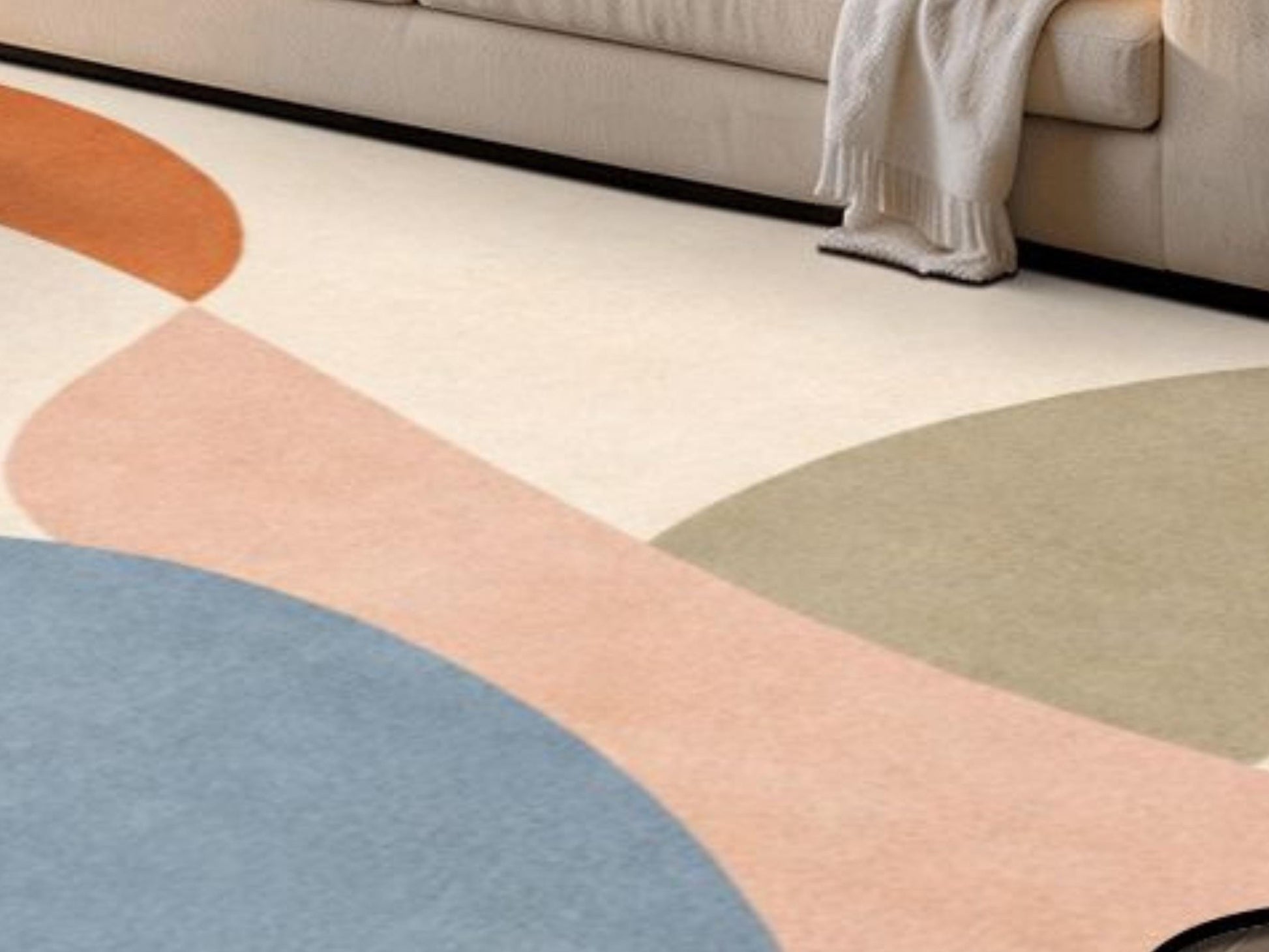 Organic Abstract Rug Scalloped Edge Area Rug Modern Scandinavian Rug Mid Century Designer Rug Neutral Living Room Rug Minimalist Carpet