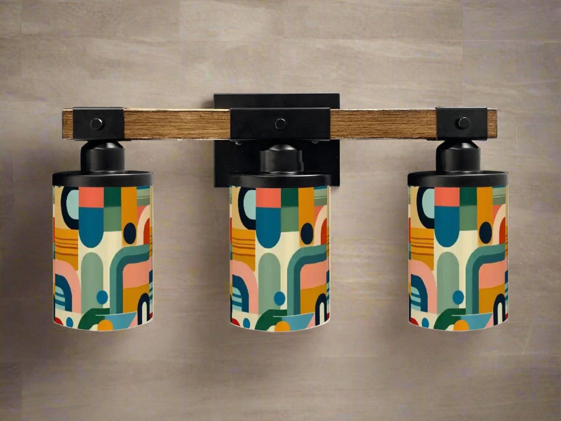 Luxury Bathroom Lighting MCM Vanity Light Fixture 3-Light Decorative Metal and Glass Restroom Light Midcentury Modern Orange Over Sink Decor