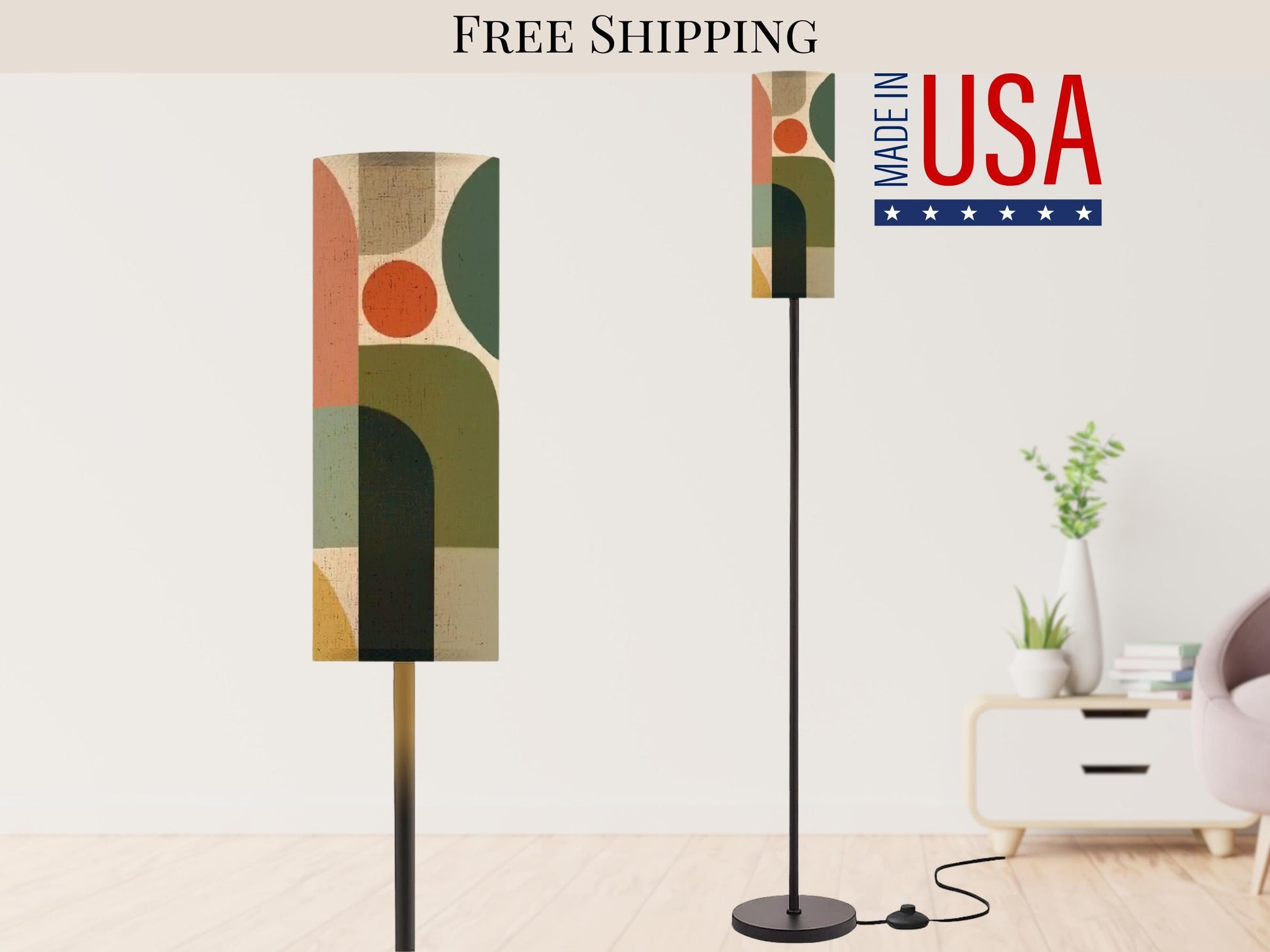 Mid Century Modern Abstract Floor Lamp Retro MCM Floor Lighting Tall Lamp Geometric Minimalist Accent Lighting Vintage Mod Decor Floor Lamp