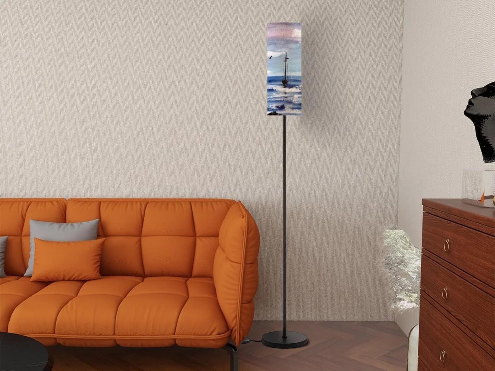 Floor Lamp Mid Century Modern Coastal Floor Lamp Retro MCM Floor Lighting Tall Lamp Sailing Ocean Lover Accent Lighting Vintage Mod Decor
