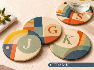 Mid Century Modern Coaster Set Retro Geometric Drink Coasters Abstract Arch Design Modern Home Decor Designer Coasters Set of 2 Set of 4