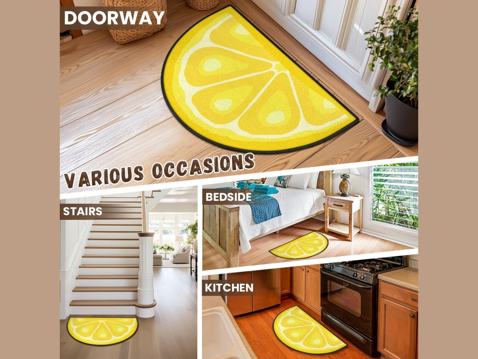 Welcome Mat Entryway Rug Semi-Circle Lem Slice Rug Indoor Modern Design Carpet Accent Welcome Mat Mid Mod Rug Soft Short Pile Midmod Rug