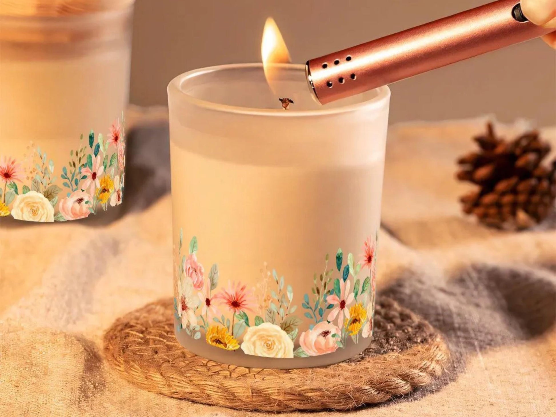 Candle Warmer Lamp For Nightstand Floral Candle Scented Soy Wax Warmer Candle Lamp Housewarming Gift For Her Rose Scent Candle Gift Idea Mom