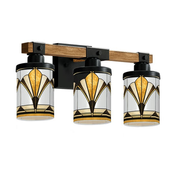 Golden Art Deco Fan Three-Light Vanity Fixture