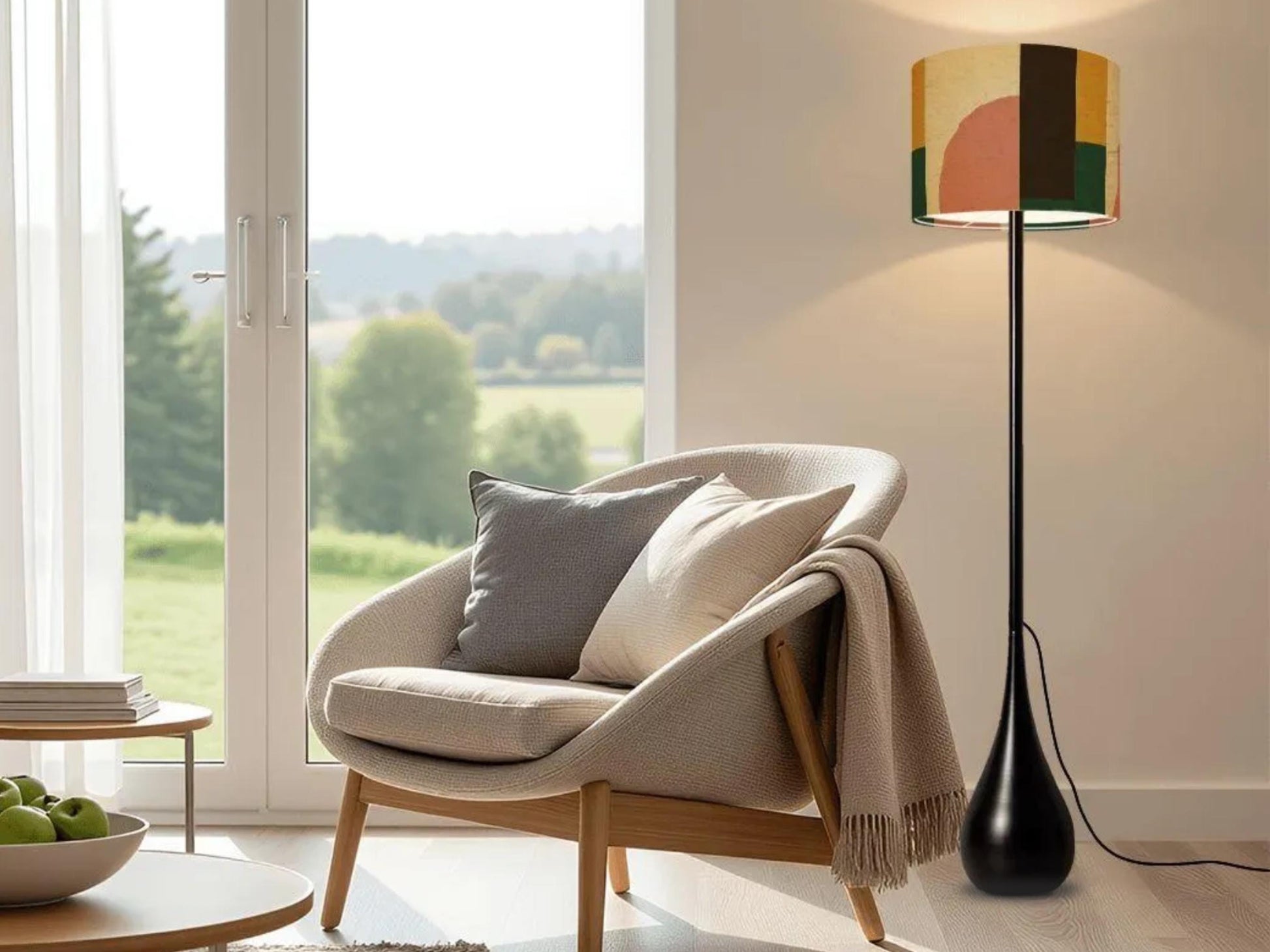 Floor Lamp Midcentury Modern Teardrop Living Room Lamp Gift Housewarming Present Idea MCM Design Bedroom Lighting Floor Lamp Remote Control
