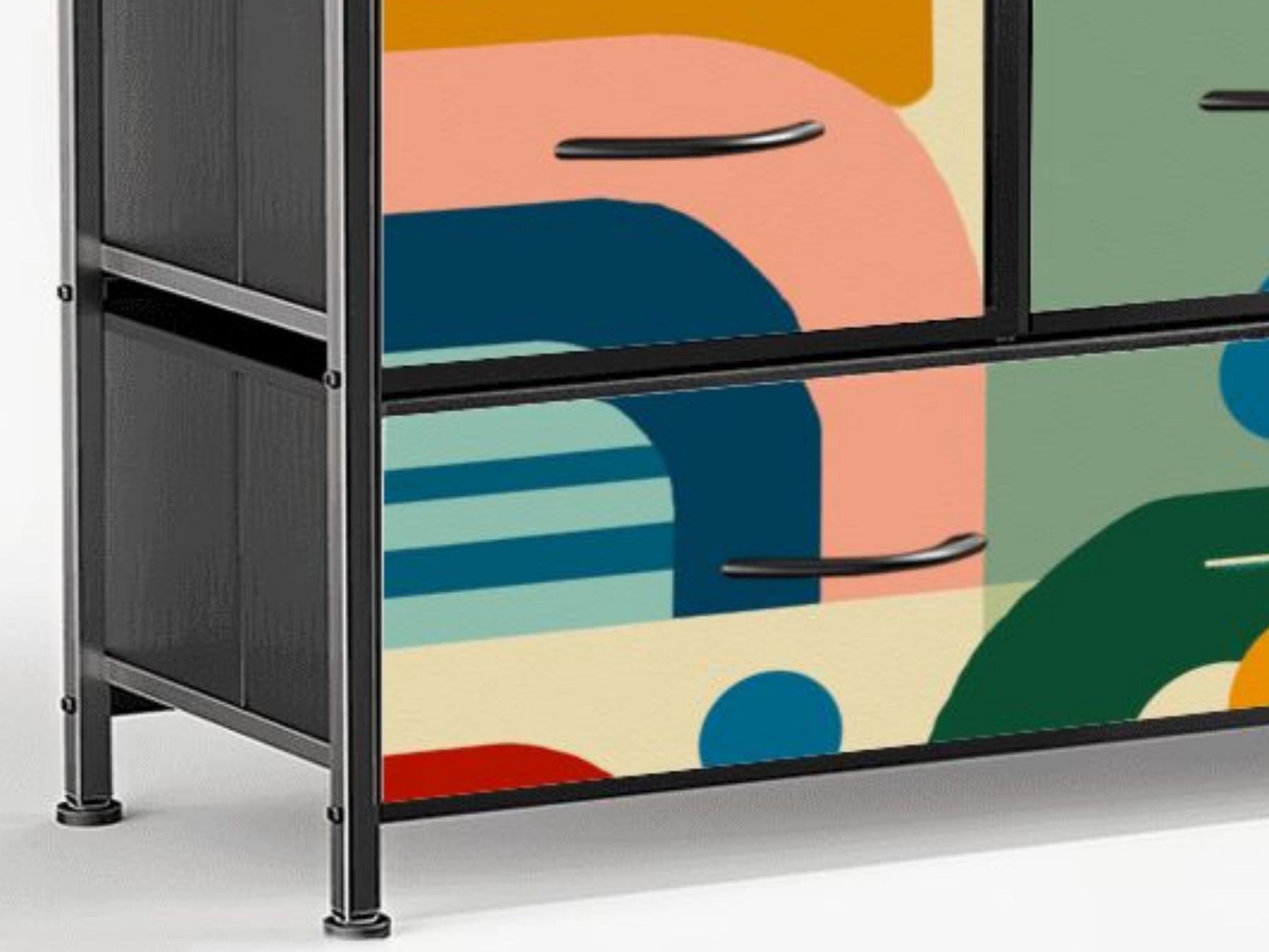 Made to Order Midcentury Modern TV Stand with Charging Station Colorful Abstract Drawer Media Console Mid Century Storage Cabinet Furniture