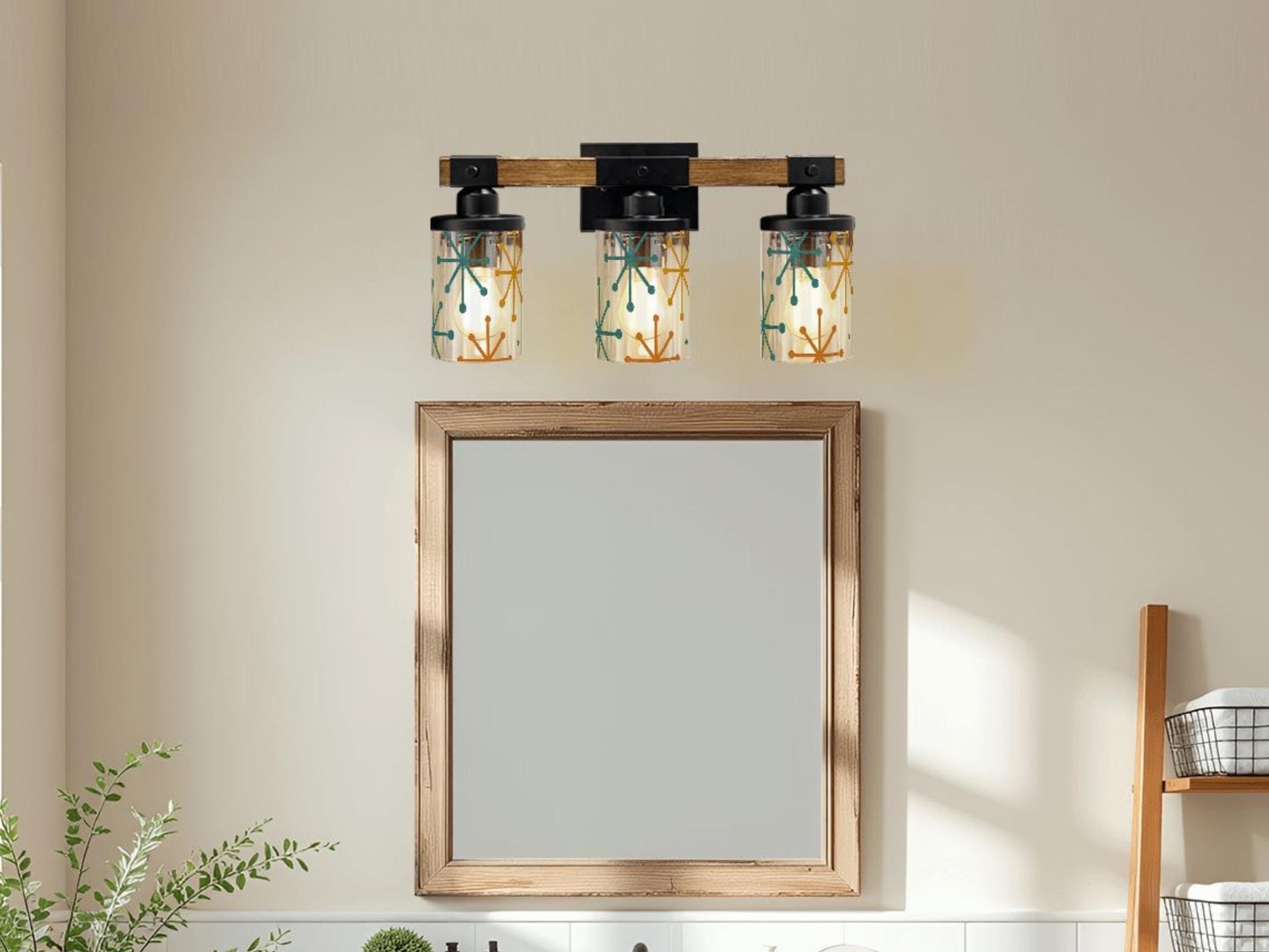 Bathroom Vanity Light Fixture Starburst 3-Light Farmhouse Luxury Bathroom Lighting Clear Glass and Metal Restroom Light Over Sink Decor