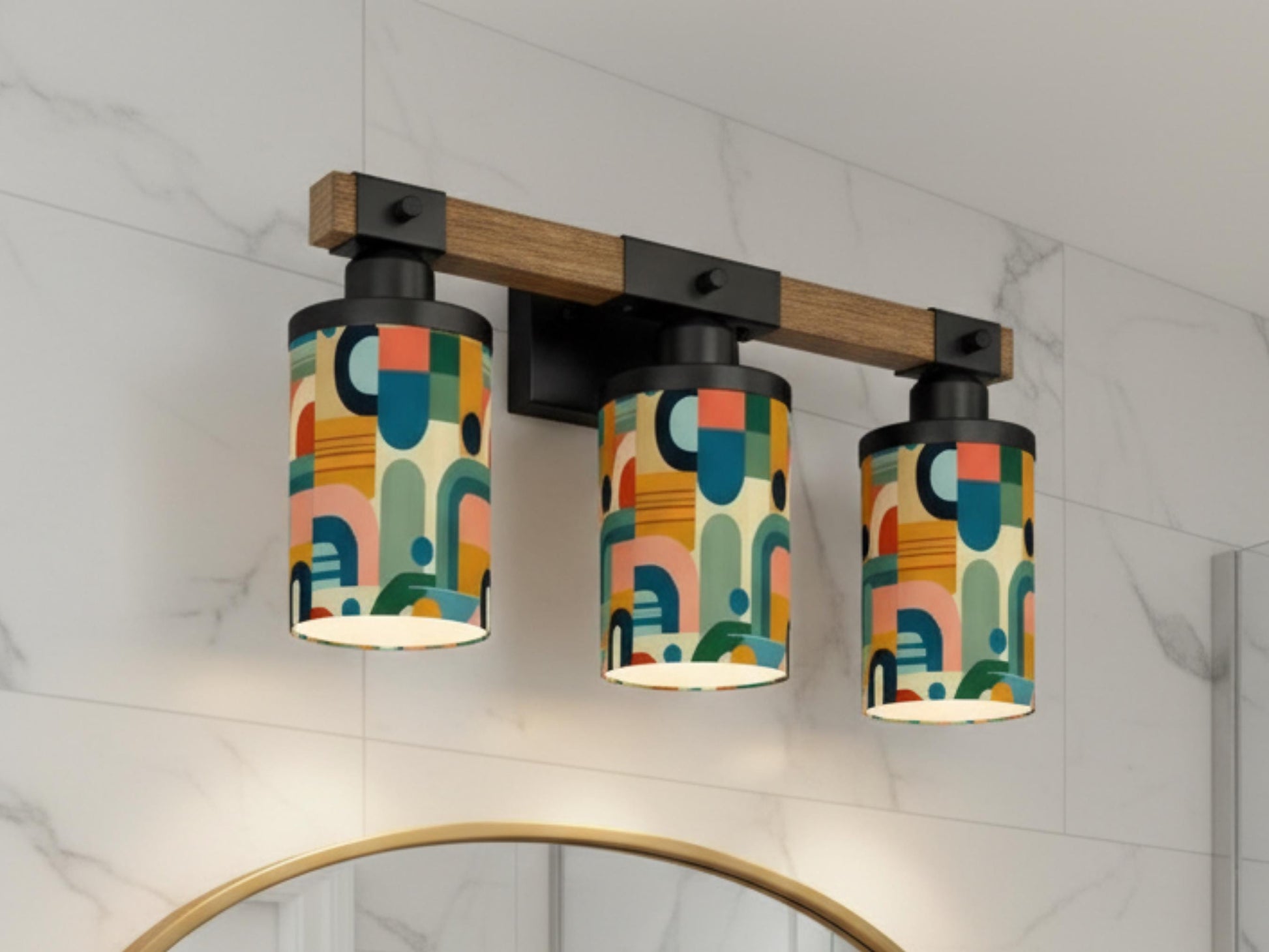 Luxury Bathroom Lighting MCM Vanity Light Fixture 3-Light Decorative Metal and Glass Restroom Light Midcentury Modern Orange Over Sink Decor
