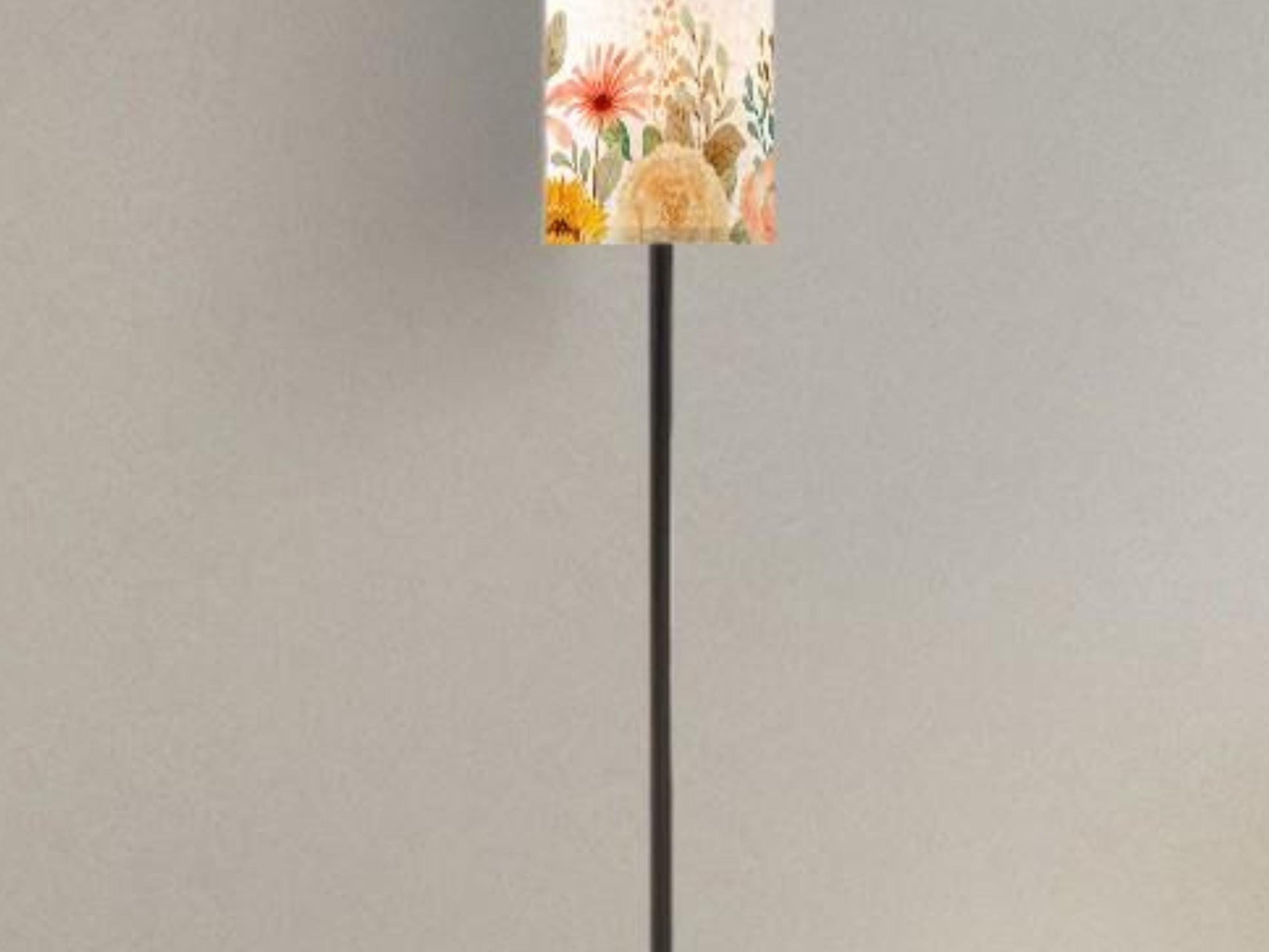 Floor Lamp Modern Standing Lamp Round Shade Tall Lamp Floral Cylinder Lamp Shade Living Room Lighting Made in USA Floor Lamp Bedroom Lamp