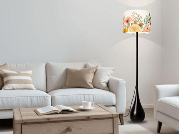 Floor Lamp Remote Control Boho Flower Teardrop Living Room Lamp Gift Housewarming Present Idea Watercolor Design Bedroom Lighting Floor Lamp