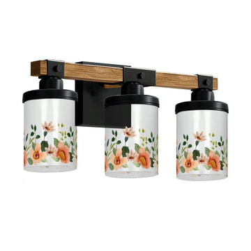 Peach Blossom Border Three-Light Vanity Fixture