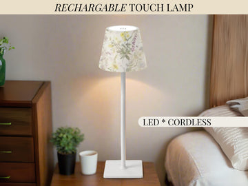 Cordless Table Lamp LED Touch Activated Desk Lamp Wildflower Rechargeable Lamp Nightstand Dimmable Table Lamp Stepless Dimming By Touch Lamp