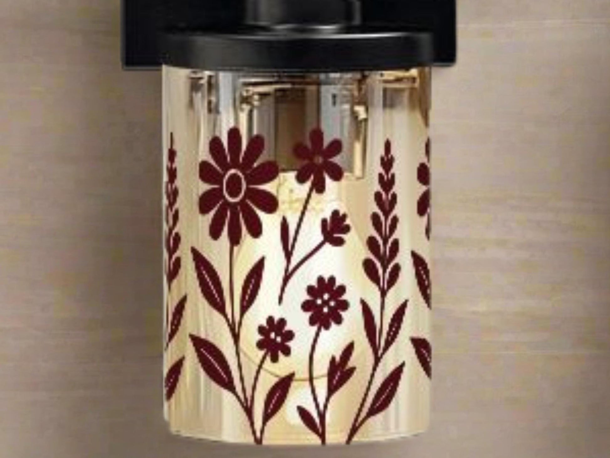 Luxury Bathroom Lighting Modern Vanity Light Fixture 3-Light Decorative Metal and Glass Restroom Light Red Merlot Wildflower Over Sink Decor
