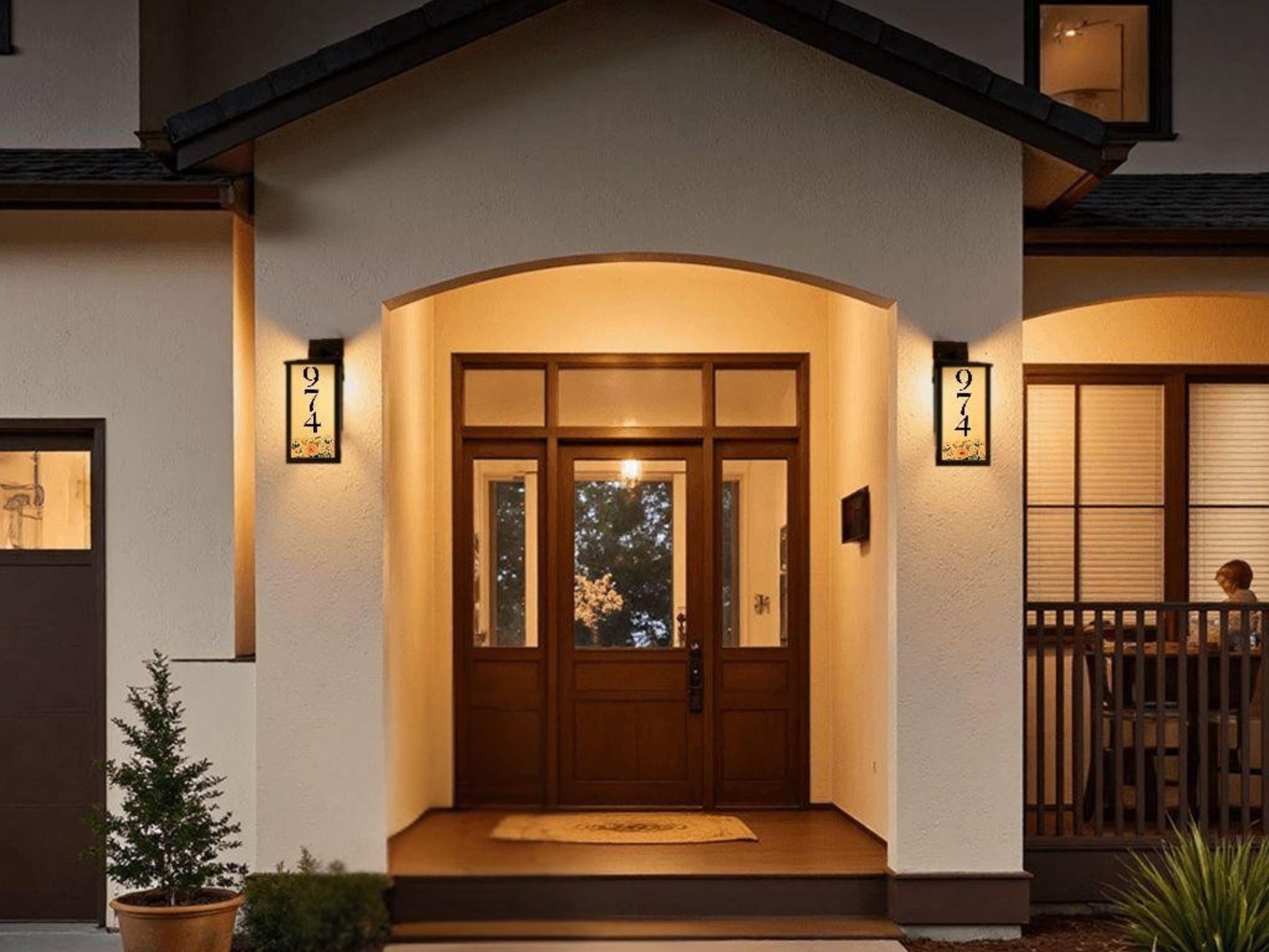 Porch Lighting Fixture Custom Address Number Outdoor Wall Light Personalized With House Number Floral Wall Sconce Lamp for Garage Sconce