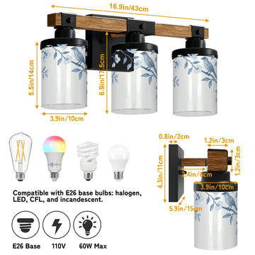 Blue Bird Branch Three-Light Vanity Fixture