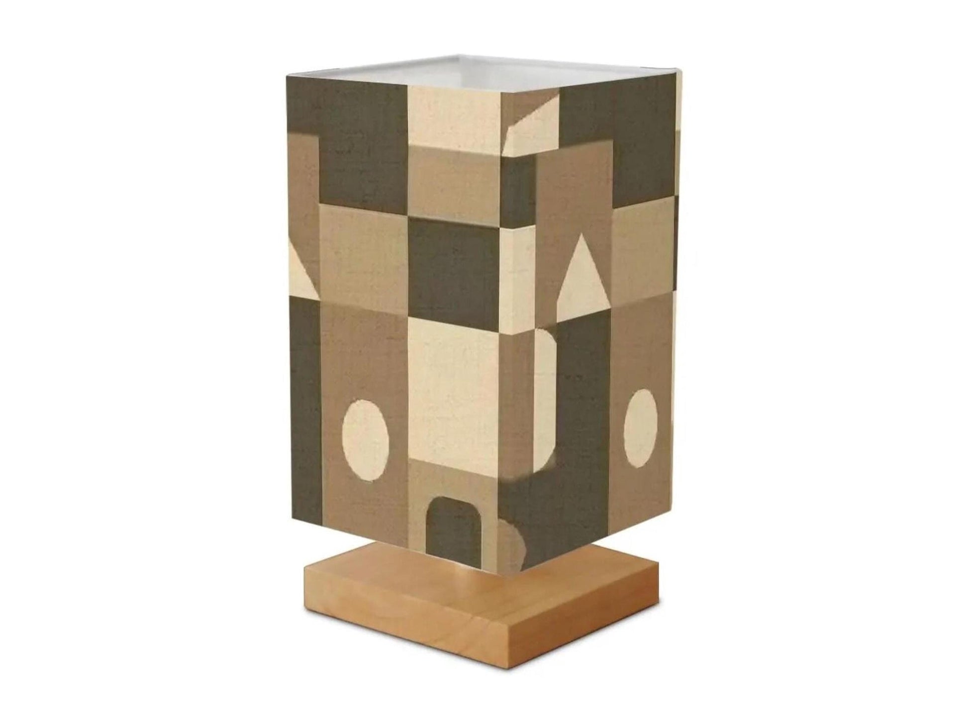 Table Lamp Remote Control For Bedroom Small Desk Lamp For Office Earth Tone Geometric Design Lamp Wood Desk Lamp Lighting for Living Room