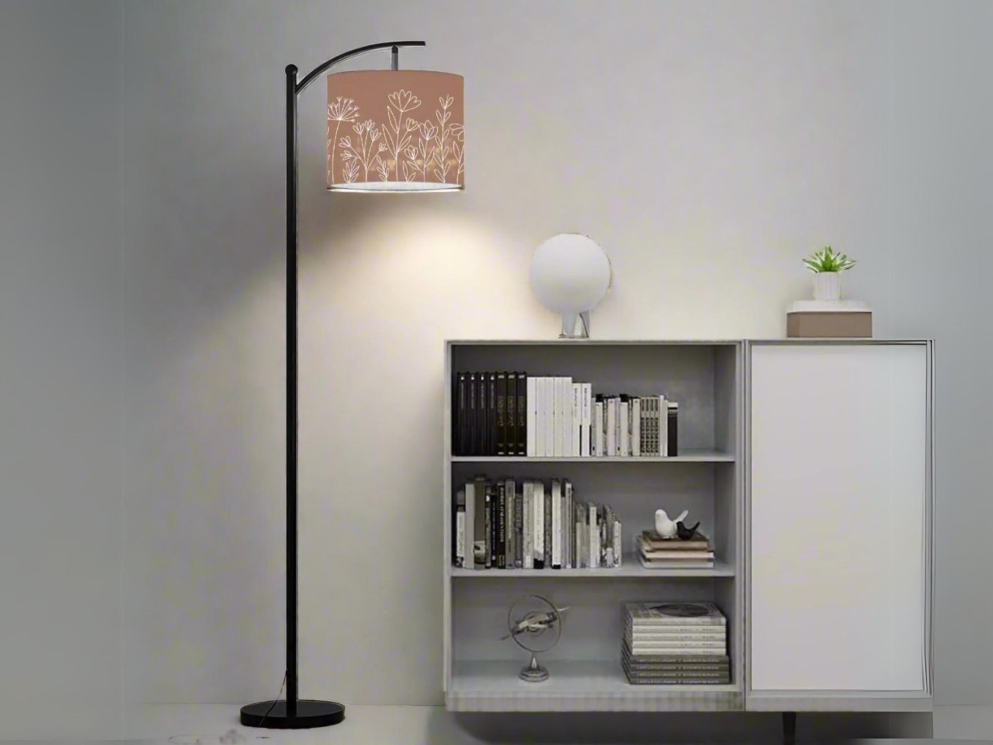 Arc Floor Lamp Modern Wildflower Mocha Mousse Living Room Lamp Gift Housewarming Present Idea Wildflowers Bedroom Lighting Floor Lamp Gift
