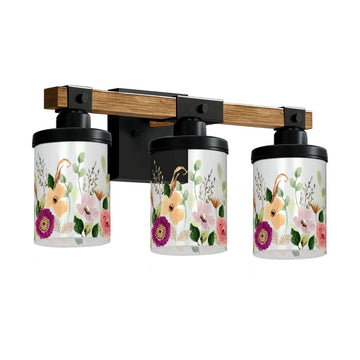 Pastel Garden Bouquet Three-Light Vanity Fixture