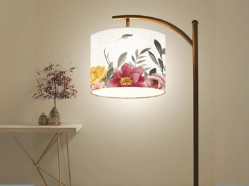 Modern Arc Floor Lamp Watercolor Floral Housewarming Present Idea Living Room Lamp Gift Wildflowers Design Bedroom Lighting Floor Lamp Gift