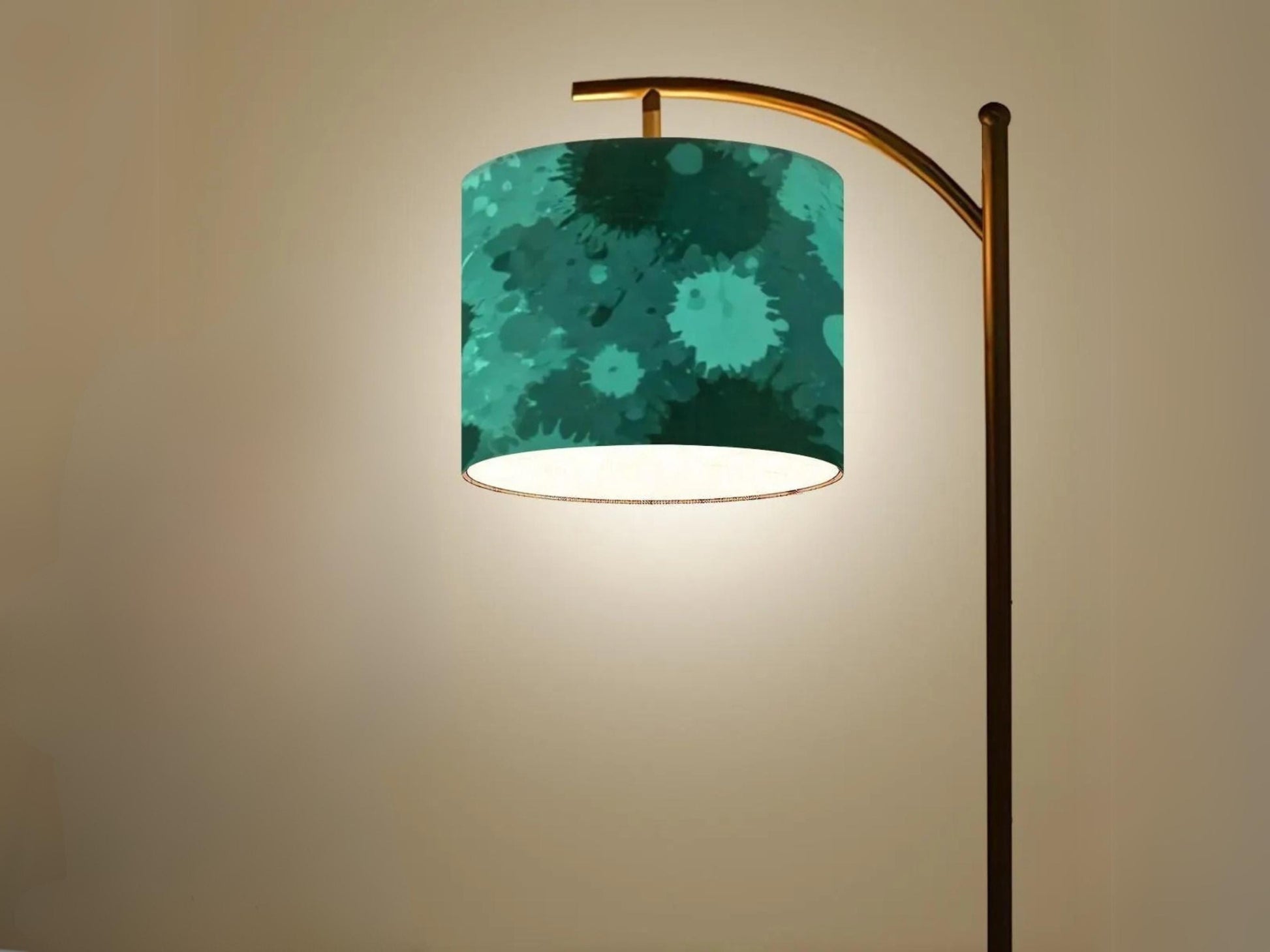 Arc Floor Lamp Modern Splash Teal Splatter Living Room Lamp Gift Housewarming Present Idea Modern Design Bedroom Lighting Floor Lamp Gift