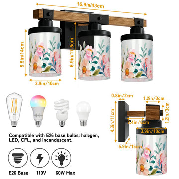 Blush Botanical Bouquet Three-Light Vanity Fixture