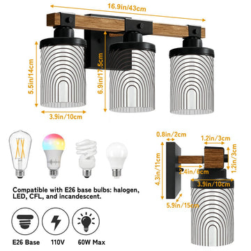 Black Arch Lines Three-Light Vanity Fixture