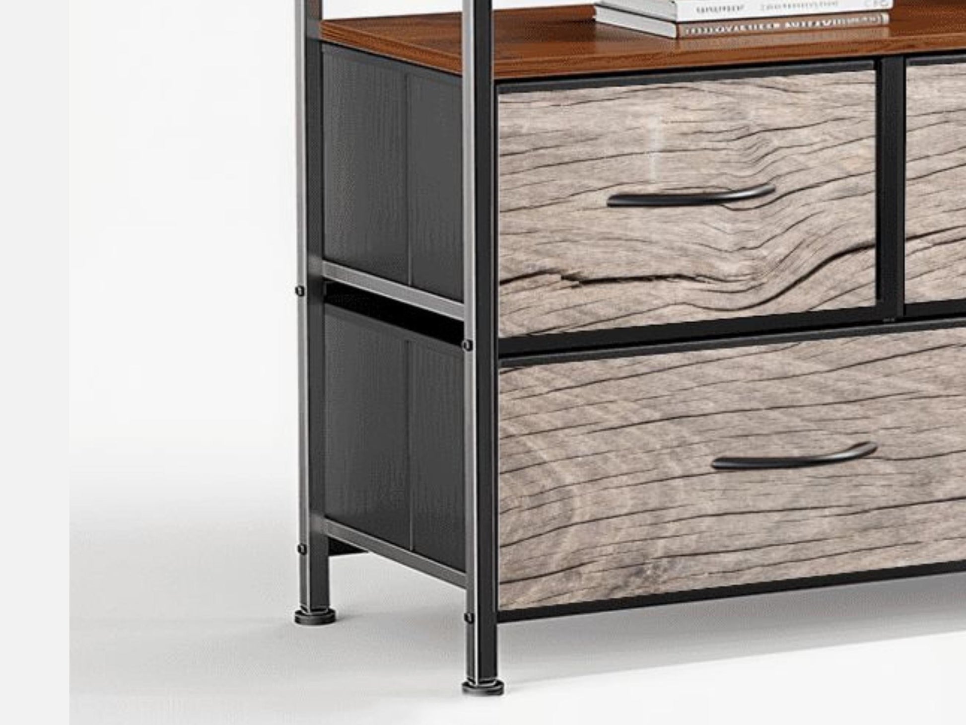 TV Stand With Drawers Driftwood Coastal Effect Decorative Fabric Drawers Bedroom Chest of Drawers Beach Theme Modern Plug & Charging Station