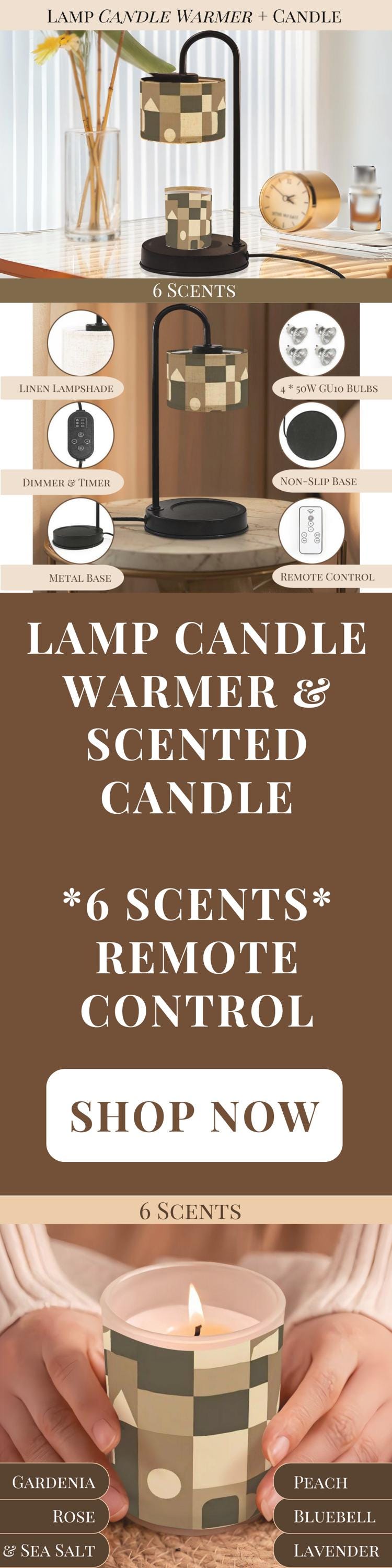 Candle Warmer Lamp Scented Soy Wax Warmer Candle Lamp For Nightstand Geometric Brown Candle Housewarming Gift For Her Scent Candle Gift Idea