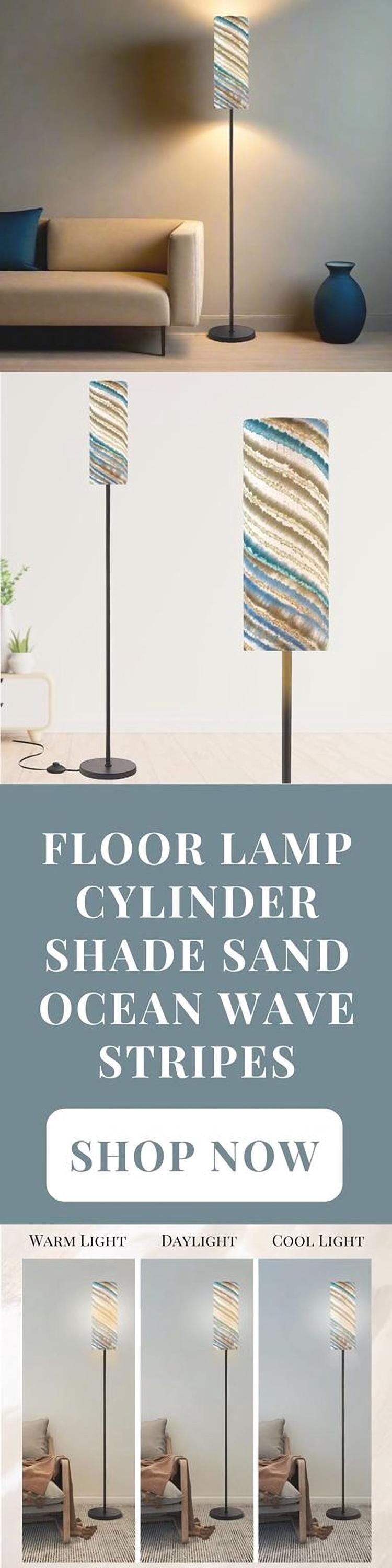 Floor Lamp Mid Century Modern Beige Blue Floor Lamp Retro MCM Floor Lighting Tall Lamp Sandy Beige Ocean Accent Lighting Vintage Mod Decor