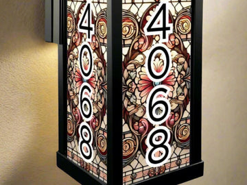 Porch Wall Light Personalized With House Number Stained Glass Wall Sconce Outdoor Lighting Fixture Custom Address Number Lamp Garage Sconce