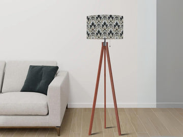 Floor Lamp Tripod Solid Wood Tall Lamp Gold and Green Ornate Floral Mid Century Shade Living Room Lighting for Bedroom Home Decor Dining