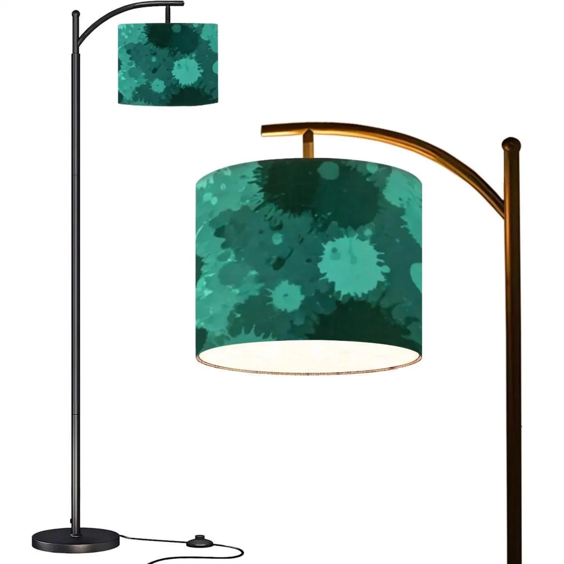 Arc Floor Lamp Modern Splash Teal Splatter Living Room Lamp Gift Housewarming Present Idea Modern Design Bedroom Lighting Floor Lamp Gift