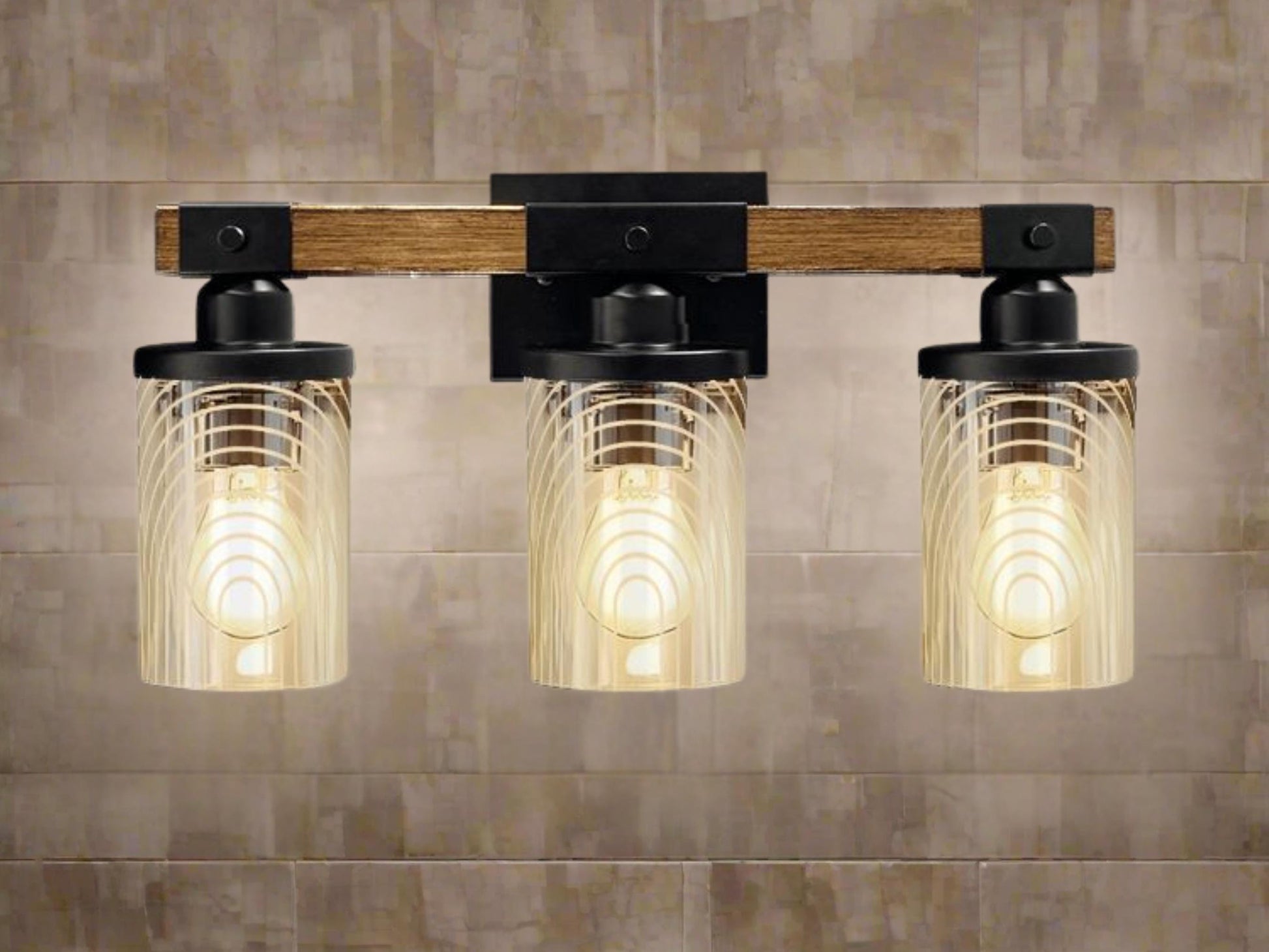 Luxury Bathroom Lighting Minimalist Vanity Light Fixture 3-Light Decorative Metal and Glass Restroom Light Lined Arch Light Over Sink Decor