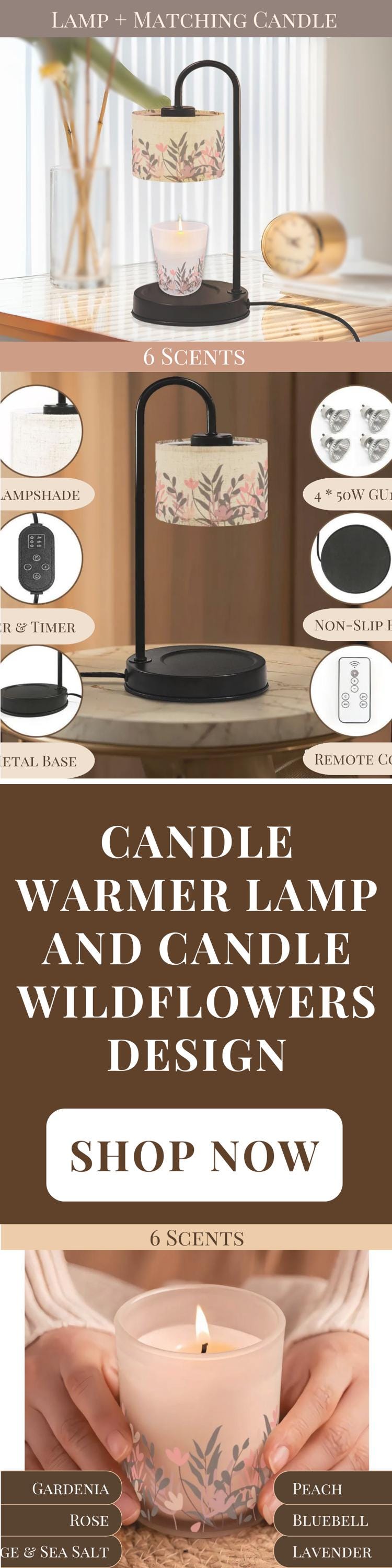 Wildflowers Candle Warmer Lamp For Nightstand Candle Scented Soy Wax Warmer Candle Lamp Housewarming Gift For Her Candle Gifting Idea Mom