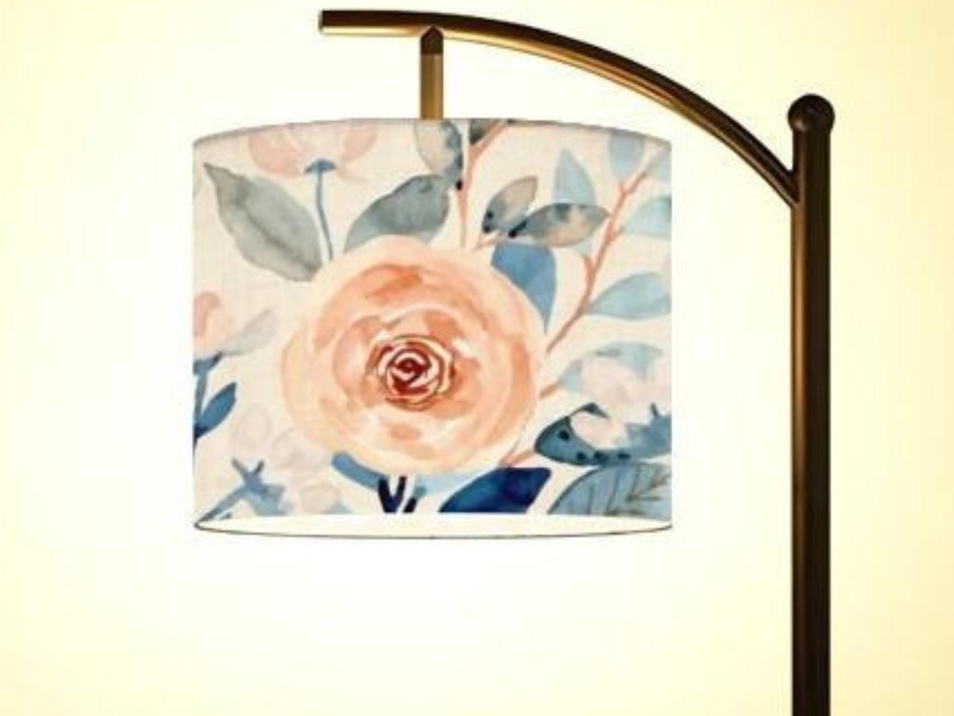 Arc Floor Lamp Modern Watercolor Roses Living Room Lamp Gift Housewarming Present Idea Floral Watercolor Bedroom Lighting Floor Lamp Gift