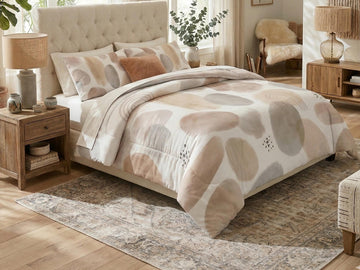 Comforter Set Neutral Organic Abstract Modern Minimal Bedding Cream Taupe Boho Bed Set Scandi Bedroom Decor King Queen Full Twin Pillowcase
