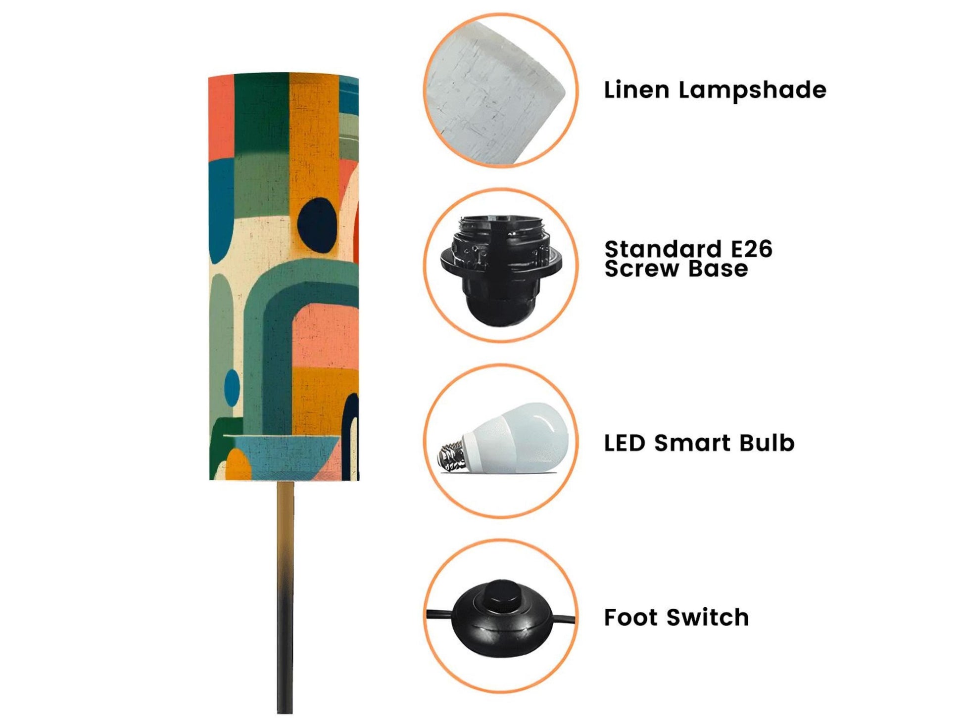 Floor Lamp Mid Century Modern Abstract Floor Lamp Retro MCM Floor Lighting Tall Lamp Geometric Minimalist Accent Lighting Vintage Mod Decor
