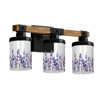Purple Wildflower Border Three-Light Vanity Fixture