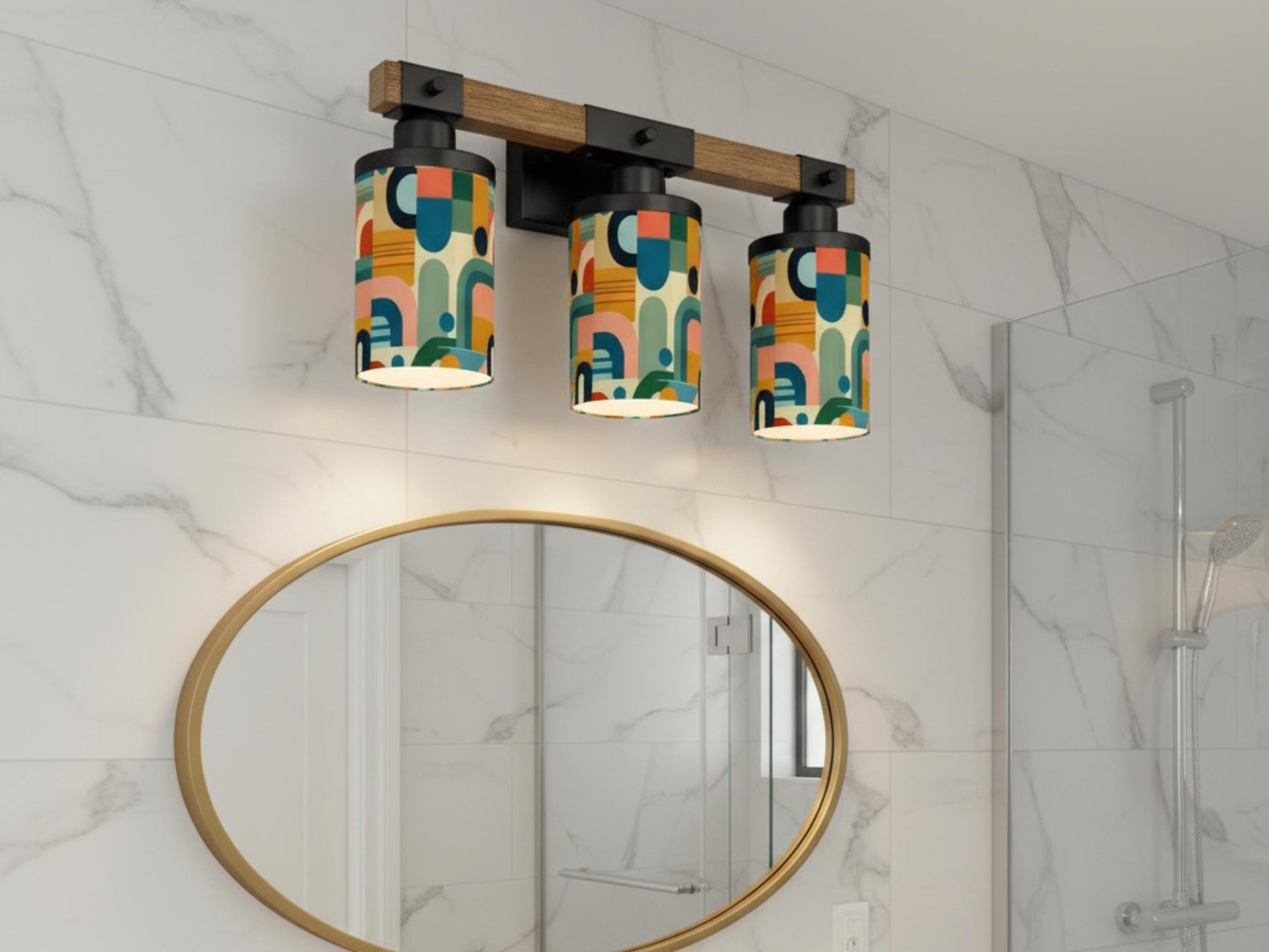Luxury Bathroom Lighting MCM Vanity Light Fixture 3-Light Decorative Metal and Glass Restroom Light Midcentury Modern Orange Over Sink Decor