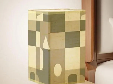 Table Lamp Remote Control For Bedroom Small Desk Lamp For Office Earth Tone Geometric Design Lamp Wood Desk Lamp Lighting for Living Room
