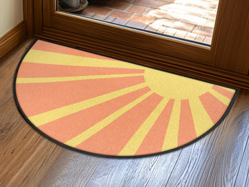 Midcentury Modern Entryway Rug Semi-Circle Retro Sunset Rug Indoor Design Carpet Accenty Welcome Mat Mid Mod Rug Soft Short Pile Midmod Rug